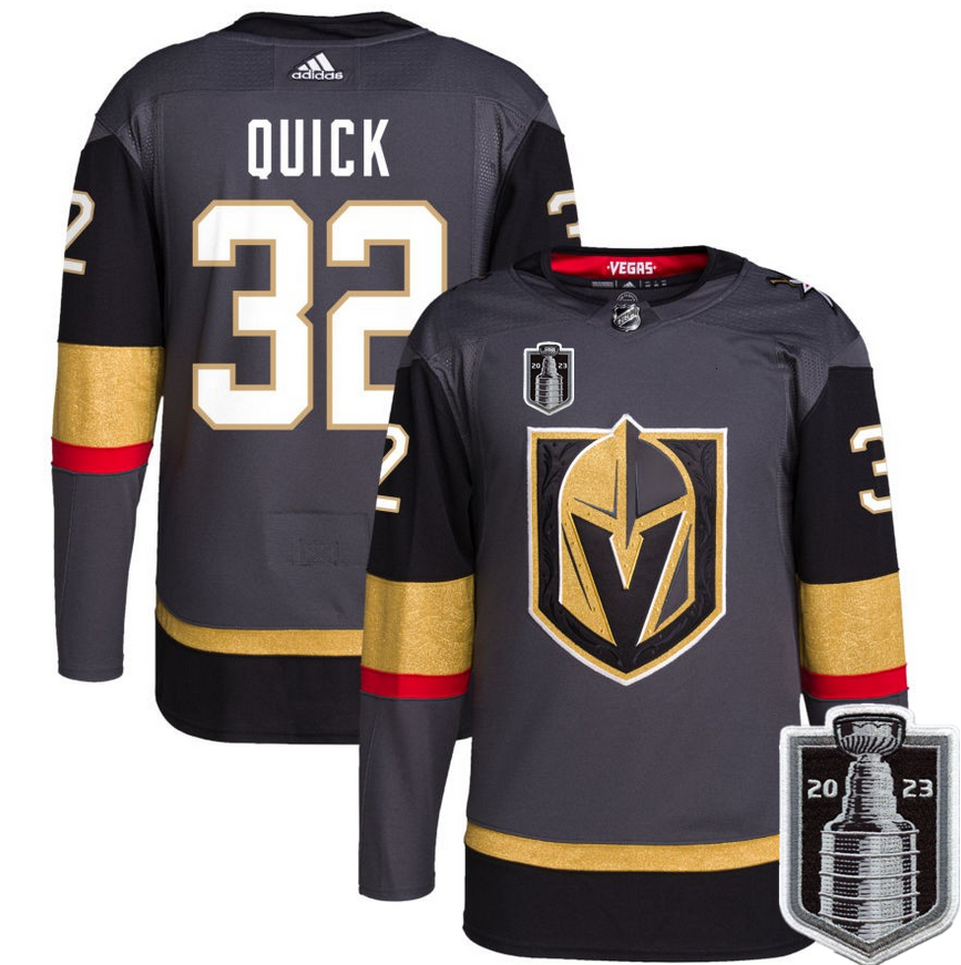 Men's Vegas Golden Knights #32 Jonathan Quick Gray 2023 Stanley Cup Final Stitched Jersey